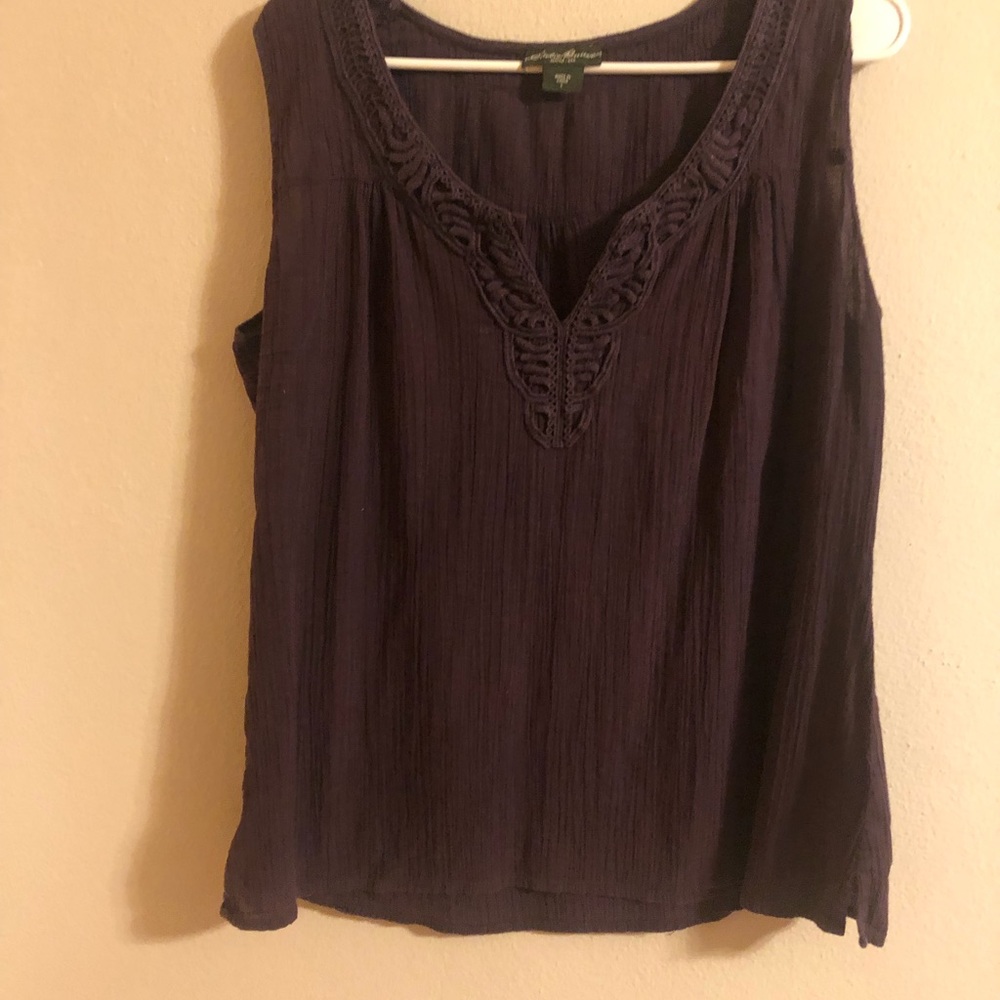 Eddie Bauer Boho Sleeveless Cotton Gauze Blouse, L